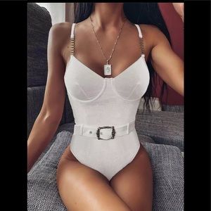 (Last 2) 👙Off White ribbed bikini one piece swimsuit